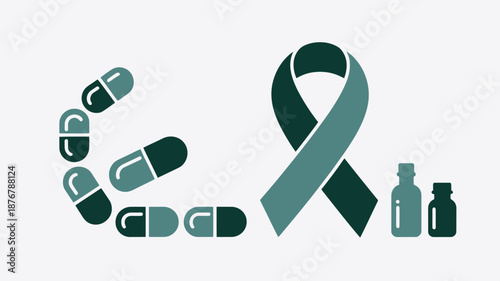 Awareness ribbon with medical symbols Vector
