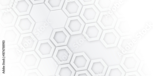 Abstract background white, gray hexagon with seamless geometric pattern texture design. 