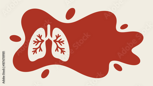 Illustration of human lungs in blood smear Vector
