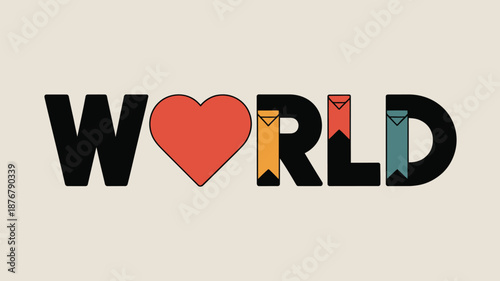 World with heart Vector