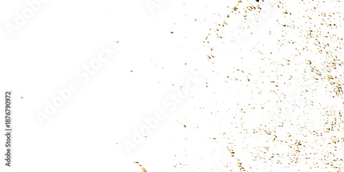 White grainy texture featuring brown speckle patterns and subtle distressed orange dust layered with celebratory falling gold glitter and confetti for a vibrant radiant design