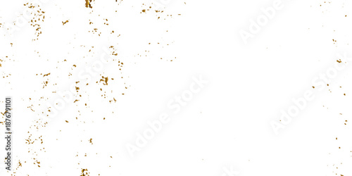 Elegant airy white surface with delicate brown paint dust, vintage grainy orange texture, and cascading golden confetti shimmer, forming a celebratory abstract tinsel-styled backdrop
