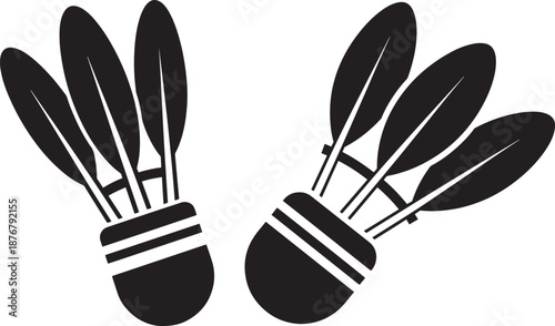 Badminton silhouette on a white isolated backdrop