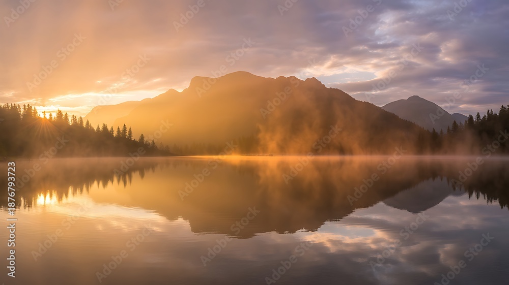 Fototapeta premium sunrise over the lake