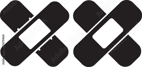 Pair of crossed bandages silhouette for first aid