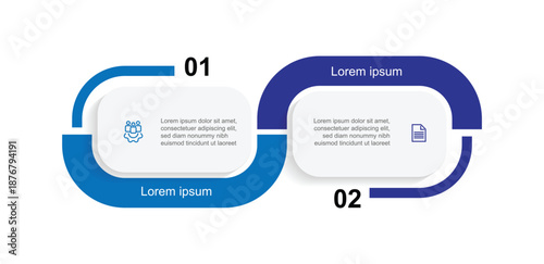 Design template infographic element with 2 step or option. Vector template business information or presentation with paper style and icons.