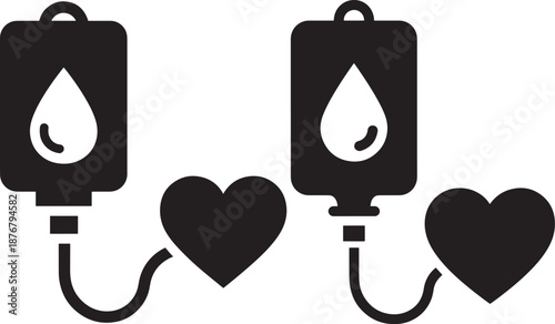 Blood donation silhouette with heart vector icon