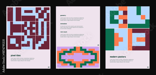 Modernist pixel poster with abstract geometry