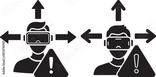 Virtual reality disorientation vr headset silhouette
