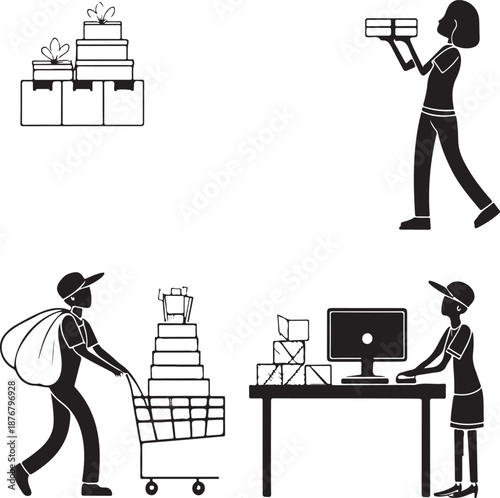 Efficient logistics team working together to deliver packages