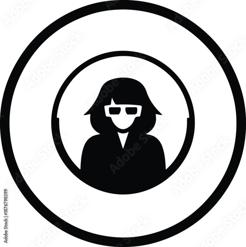 Silhouette female user avatar profile icon in circle illustration vector