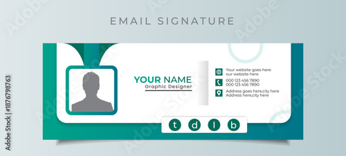 Minimal style email signature design card template in horizontal.
