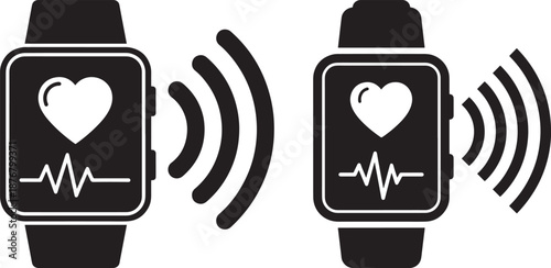 Two smartwatch silhouette on white background