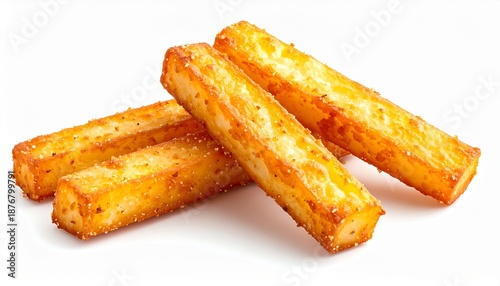 Wallpaper Mural Crispy fried polenta sticks, a delicious golden appetizer or side dish. Savory and seasoned snack food, deep-fried to perfection and isolated on a clean white background for easy editing. Torontodigital.ca
