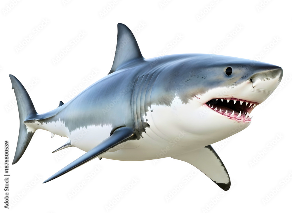 Fototapeta premium Great white shark isolated isolated on transparent background