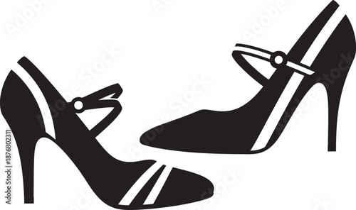 Fashionable silhouette of pair of high heel shoes