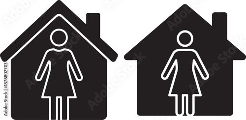 Woman silhouette home stay safe protection symbol