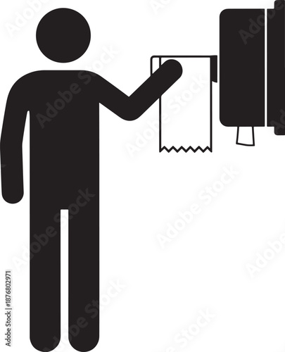 Toilet paper dispenser silhouette human cleaning