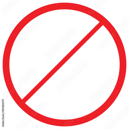 Red circle with diagonal line icon symbol for prohibition or rejection in graphic design