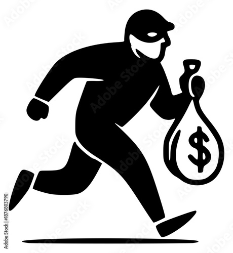 Thief / Burglar running with money bag