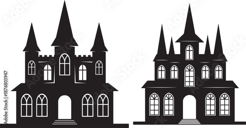 Haunted house silhouette spooky castle architecture