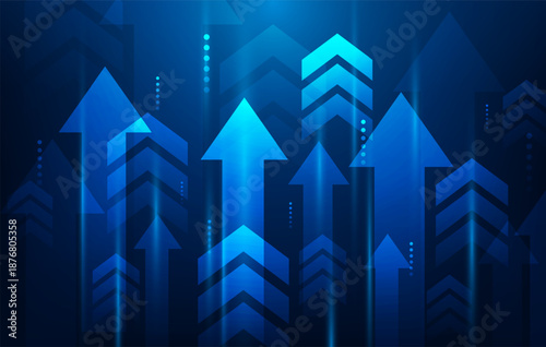 business arrow up growth achievement blue background. start up high growth concept. internet fast. vector illustration fantastic technology.