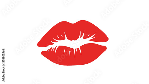 Red lips illustration with white highlights on a plain background.