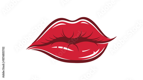 Illustration of red lips with glossy finish and subtle shading.