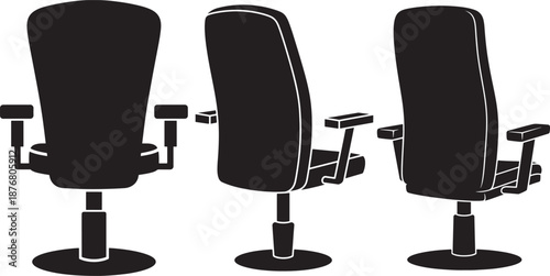 Silhouette of an office chair with armrests and base