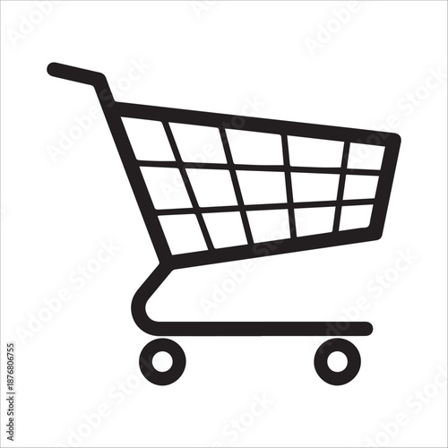 Vector  shopping cart trolley in outline minimal flat style