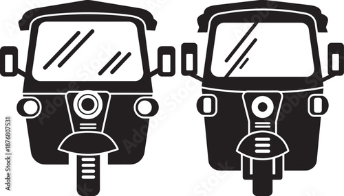 Black silhouette drawing of motor rickshaw vehicle