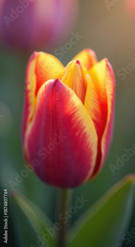 Close up of a tulip flower with a blurry background