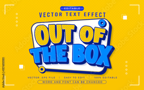 Out Of The Box 3D editable text effect style - Premium Vector