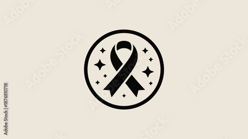 Black ribbon with stars Vector