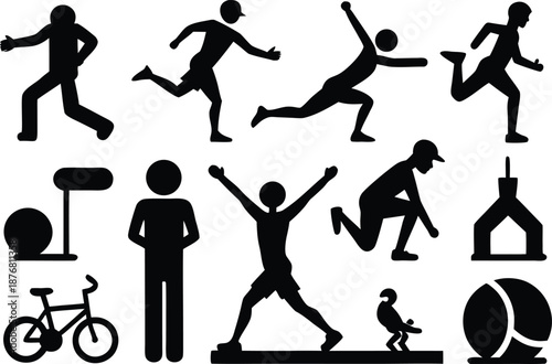 Sports silhouettes isolated on transparent background, Vector, illustration