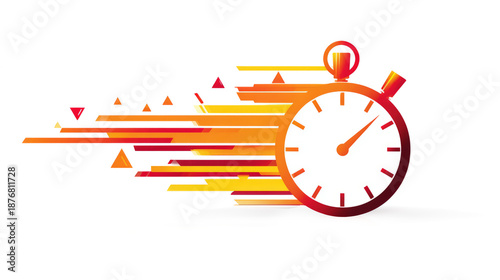 Fast Stopwatch Icon with Speed Motion Lines