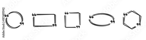 Quote and speech bubble icons set. Vector frames, text boxes, and chat elements for messages and comments on transparent background.