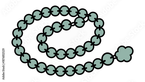 Elegant Bead Necklace: A minimalist illustration of a flowing strand of beads, each one meticulously crafted and arranged in a spiral pattern. the design is simple yet captivating