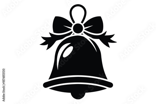 Classic Jingle Bell Silhouette Illustration Isolated on White Background for Christmas Projects