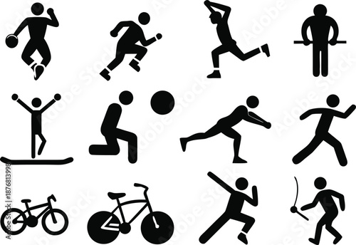 Sports icons collection isolated on transparent background, Vector, illustration