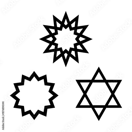 Islamic Geometric Stars Twelve Eight and Six Pointed Three Silhouette Set