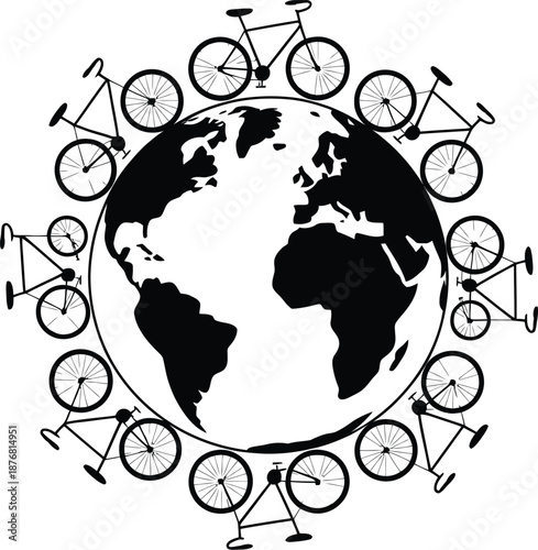 Global cycling unity on white background