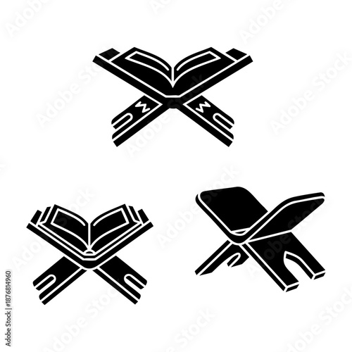 Quran Book Stand Rehal Variations Open Holding Book and Closed Set
