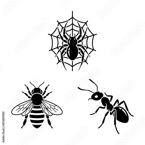Animals of the Quran Spider Bee and Ant Three Silhouette Set