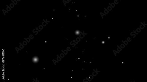 Seamless loop snow animation and motion graphics big and small snowflakes and falling snow with black background, snow, star, rain
