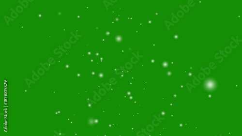 Loop snow animation white shining star light glowing light on green background screen lights effect glowing stars sparkle