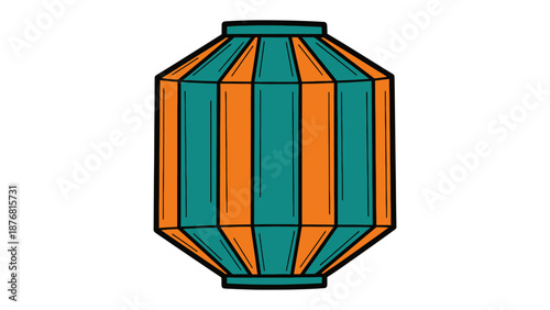 Striped Lantern Silhouette: A striking geometric silhouette of a decorative lantern, adorned with vertical stripes of alternating colors. Perfect for design projects.