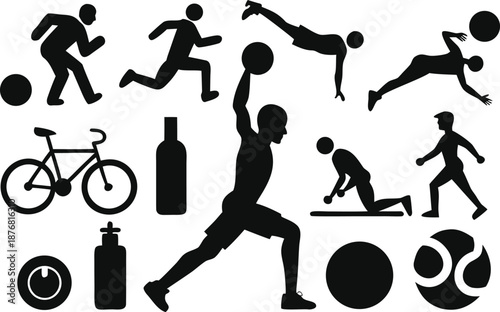 Sports silhouettes isolated on transparent background, Vector, illustration