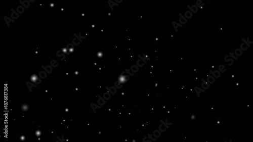 Seamless loop snow animation and motion graphics big and small snowflakes and falling snow with black background, snow, star, rain