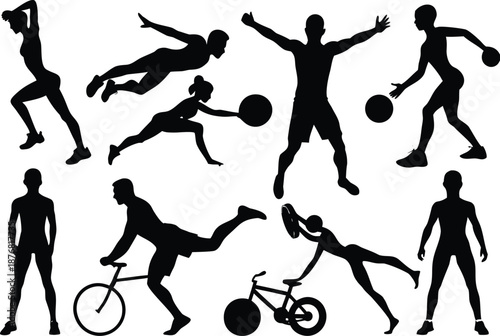 Sports silhouettes collection isolated on transparent background, Vector, illustration